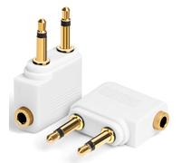 AXFEE 2PC Airplane Flight Headphone Adapters(Gold Plated 3.5mm,White)