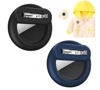 AXFEE 2PCS Hidden Air-Tag Case for Kids, Air-tag Holder with Safety Pins, Anti-Removal Sicoilne Case, Compatible with A-pple air-tag for Kids Adult Pets Backpack Inside Clothes, Black, Dark Blue