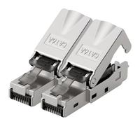 AXFEE 2Pcs RJ45 Connectors, Cat6a Coupler Connection Module | Toolless 8P8C Ethernet Connector,Shielded Gold Plated Network Extender,High-Speed Transmission Modular Plug for EthernetCable