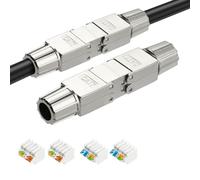 AXFEE 2PCS RJ45 Connectors, Cat7 Coupler Connection Module | 8P8C Ethernet Connector, Shielded Network Extender, LSA connector Adapter, Toolless Modular Plug Connector for Ethernet Cable