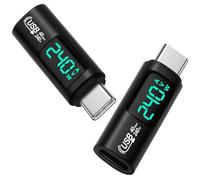 AXFEE 2PCS USB C to USB C Adapter with LED Display, 240W Fast Charging and Data Transfer Type C Adapter, Compatible with Mac-Book/Phone 15/i-Pad/Galaxy/Xperia/Pixel/Android