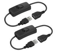 AXFEE 2Pcs USB Switch Cable, USB-Switch Extension Cord, Usb-A Male to Female Cable with On/Off Switches, usb Extension-Cable for LED Desk Lamp, Driving Recorder, Fan, LED-Strips (Black)