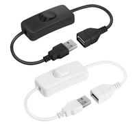 AXFEE 2Pcs USB Switch Cable, USB-Switch Extension Cord, Usb-A Male to Female Cable with On/Off Switches, usb Extension-Cable for LED Desk Lamp, Driving Recorder, Fan, LED-Strips (White, Black)