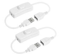 AXFEE 2Pcs USB Switch Cable, USB-Switch Extension Cord, Usb-A Male to Female Cable with On/Off Switches, usb Extension-Cable for LED Desk Lamp, Driving Recorder, Fan, LED-Strips (White)