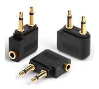 AXFEE 3PC Airplane Flight Headphone Adapters(Gold Plated 3.5mm,Black)
