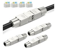 AXFEE 4PCS RJ45 Connectors, Cat7 Coupler Connection Module | 8P8C Ethernet Connector, Shielded Network Extender, LSA connector Adapter, Toolless Modular Plug Connector for Ethernet Cable