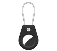 AXFEE Air tag Holder with Wire Cable, Protective Air-Tag Case, Anti-Lost and Scratch-Resistant air-tag Lock Case Keychain, Compatible with Apple Air-Tags for Keys, Luggage, Pet Collar, Bag (Black)