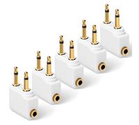 AXFEE Airplane Flight Headphone Adapter, 5 Pack Gold Plated 3.5mm for Headphones, Earphone Socket Adaptor, Stereo Aux Jack, White