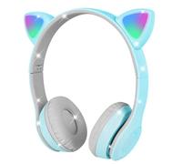 AXFEE Bluetooth Kids Headphones, LED Cat Ear Wired/Wireless Headphone, Blue | P47M, Bluetooth-5.0, Cat Ear, HD Stereo Sound, 10H Playtime, 105dB Volume Limited,Foldable Children Headphone for PC Phone
