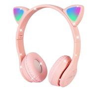 AXFEE Bluetooth Kids Headphones, LED Cat Ear Wired/Wireless Headphone, Pink | P47M, Bluetooth-5.0, Cat Ear, HD Stereo Sound, 10H Playtime, 105dB Volume Limited,Foldable Children Headphone for PC Phone