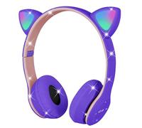 AXFEE Bluetooth Kids Headphones,LED Cat Ear Wired/Wireless Headphone,Purple | P47M, Bluetooth-5.0, Cat Ear, HD Stereo Sound, 10H Playtime, 105dB Volume Limited,Foldable Children Headphone for PC Phone