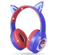 AXFEE Bluetooth Kids Headphones, LED Light Up Cat Ear Wireless Headphone, Bluetooth-compatible 5.3 Stereo headsets, Foldable Children Headphone Over Ear for PC Phone Ipad Study Travel School （Blue）
