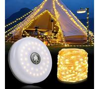 AXFEE Camping String Lights 10M, Camping Fairy Lights for Tents, 3 in 1 Portable String-lights with 8 Lighting Modes, 2000mah Waterproof USB Rechargeable Tent-lights for Yard, Garden, Festival [ A+++]