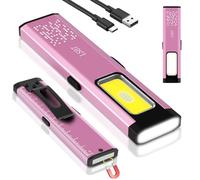 AXFEE Flat EDC Torch, USB C Rechargeable COB Work Light, Ultra-Slim Mini Led Torch with Pocket Clip and Magnetic Base, Mini Flashlight for Hiking, Workshop, Repair, Emergency [Energy Class A] (Purple)