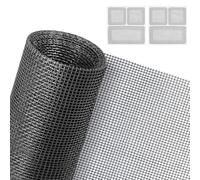 AXFEE Fly Screens for Windows, 130 x 150cm Insect Mesh, Adjustable DIY Fly Screen Mesh with 2 Window Screen Repair Patches, Windows Doors and Patio Screens for Flies, Mosquitoes, Bugs (Black)