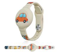 AXFEE Kids Watchband Compatible with Apple AirTag, Silicone Bracelet Protective Case, Anti-Lost Adjustable Wristband for AirTags, GPS Wristlet Protective Cover for Child/Toddlers (White)