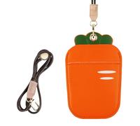 AXFEE Lanyard with Card Holder, Cute Creative PU Leather Keychain, Portable Cartoon Carrot Protector with Detachable Lanyard, Suitable for Men Women, Compatible with A-pple AirTag