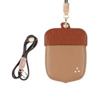 AXFEE Lanyard with Card Holder, Cute Creative PU Leather Keychain, Portable Cartoon Hazelnut Protector with Detachable Lanyard, Suitable for Men Women, Compatible with A-pple AirTag
