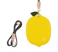 AXFEE Lanyard with Card Holder, Cute Creative PU Leather Keychain, Portable Cartoon Lemon Protector with Detachable Lanyard, Suitable for Men Women, Compatible with A-pple AirTag