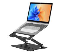 AXFEE Laptop Stand, Portable Vertical Adjustable Steel Laptop Stand for Desk, Foldable laptop computer Stands for bed, laptop Holder Feet Compatible with MacBook Air, Pro, All 10-17" Laptops (Black)