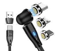 AXFEE Magnetic Charging Cable 540 Degree, 60W 3 in 1 Micro USB 7 Pin Charging Cable, Data Transfer, for Micro USB, Type C, Compatible with Samsung, i-phone, Huawei, Kindle, Laptop (2m)