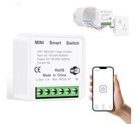 AXFEE Mini Smart Light Switch, Smart Relay Switch Remote Control, Wireless Smart Switches for Lights Compatible with Alexa Echo and Google Home, Support 1 Way or 2 Way (Without Remote Control)