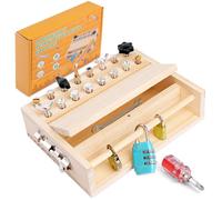 AXFEE Montessori Toys for 3 4 5 Year Olds, Montessori Screwdriver Board Set with Lock and Key, Fine Motor Skills Toys, Busy Board for Toddlers, Kids Wooden Toys Tool Set for Education, Autism, Travel