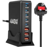 AXFEE Multi USB Charger, 440W USB C Fast Charger 8Port USB C Plug, Portable USB and Type C Charging Station, Wall Charger Power Strip Adapter Compatible with i-Phone/i-Pad/Airpods/Samsung/Huawei