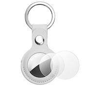 AXFEE Protective Case for Air Tag, Leather Air-Tag Keyring For with 2pcs Protective Film, Holder Case for Air tags, Case Compatible with Apple Air tags, Air tag Holder (Not Include Air tag)