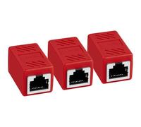 AXFEE RJ45 Coupler, 3Pcs RJ45-Couplers Female to Female, Cat6 Ethernet Cable Connector, LAN Network Connectors, Ethernet-Extender Adapter for Cat8/Cat7/Cat6/Cat5e/Cat5 (Red)