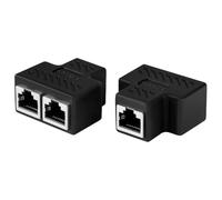 AXFEE RJ45 Splitter Connector, 1 to 2 Way Dual Network Adapter, rj45 Ethernet Network Cable Splitter, 1-to-2 Female Port LAN Connectors for Cat5, Cat5e, Cat6, Cat7, Cat8 (Black)