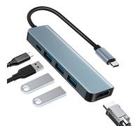 AXFEE USB C Hub, 5 in 1 Multiport Adapter, Gbps Data Multi Port Expander 3*USB 3.0 Extender, 4K HDMI, 100W PD Compatible M1/M2 MacBook Air, Galaxy S23, iPad Pro, XPS, ThinkPad, #4 Blue (Q1-3615258)