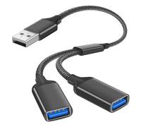 AXFEE USB Splitter 2 Port, Dual USB-Female to Male Cable, Double Usb Y Splitter Adapter, Data Power Charging Extension Cord Converter, for PS4, PS5, Laptop, Mac, Car, Tablet, Black