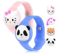 AXFEE Watchband Compatible with Apple Airtag & with 4 Pendants, Pink+Blue