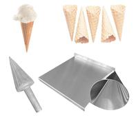 AXGCAA Ice Cream Waffle Cone Roller, Stainless Steel Waffle Cone Shaper Tool with Cast Aluminum Body, Nonstick Roll Maker Mould, Clear Texture and Reusable, for Restaurant, Home Kitchen, Bakeries