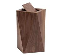 AXGCAA Rhombus Wooden Trash Can, Swing-Top Waste Basket with Removable Inner Bucket, Premium Waterproof Decorative Garbage Bin, for Home Office Kitchen Bedroom(Walnut,Small)