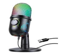 axGear USB Condenser Microphone w/Noise Reduction Luminous RGB Mic Streaming Podcast