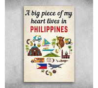 AXHNG Vintage A Big Piece of My He Liv Philippin Poster Metal Aluminium Tin Sign 8x6 Inch Wall Decor