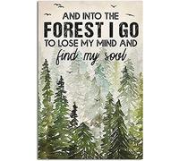 AXHNG Vintage and Into The Forest I Go to Lose My Mind and Find My Soul Hiking Girl Coffee Poster Metal Aluminium Tin Sign 8x6 Inch Wall Decor
