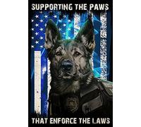 AXHNG Vintage Antique Police Dog Supporting The Paws That Enforce The Laws Poster Metal Aluminium Tin Sign 12x16 Inch Wall Decor
