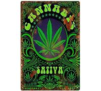 AXHNG Vintage Cannbis Sativa Marijuana Leaf Cannabis Weed Reefer Grass Poster Metal Aluminium Tin Sign 8x6 Inch Wall Decor