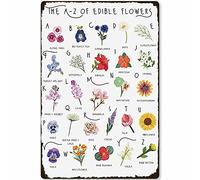 AXHNG Vintage Flower Knowledge The A Z of Edible Flowers Poster Metal Aluminium Tin Sign 8x6 Inch Wall Decor