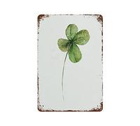 AXHNG Vintage Four Leaf Clover Good Luck Charm Green Nature Wildlife Watercolor Meadow Flower Modern Floral Garden Poster Metal Aluminium Tin Sign 12x16 Inch Wall Decor