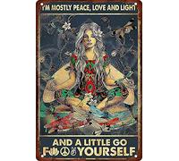 AXHNG Vintage I'm Mostly Peace Love and Light Country Poster Metal Aluminium Tin Sign 12x16 Inch Wall Decor