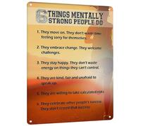 AXHNG Vintage Motivational Six Things Mentally Strong People Do Gym Men Poster Metal Aluminium Tin Sign 8x6 Inch Wall Decor