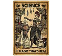 AXHNG Vintage Science is Magic That's Real Witch Life Halloween Halloween Witcher Halloween Poster Metal Aluminium Tin Sign 8x6 Inch Wall Decor