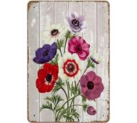 AXHNG Vintage Tin Poppy Bouquet Style Hotel Mesh Poster Metal Aluminium Tin Sign 8x6 Inch Wall Decor