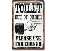 AXHNG Vintage Toilet Out of Order Please Far Corner Poster Metal Aluminium Tin Sign 8x12 Inch Wall Decor