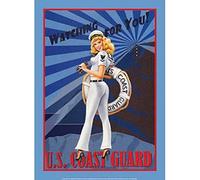 AXHNG Vintage Us Coast Guard Watching You Pin Up Girls Entertainment Poster Metal Aluminium Tin Sign 12x16 Inch Wall Decor