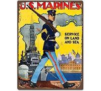 AXHNG Vintage World War I Us Marine Corps One Poster Metal Aluminium Tin Sign 8x12 Inch Wall Decor